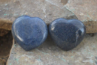 Polished  Blue Lazulite Hearts  x 6 From Madagascar - Toprock Gemstones and Minerals