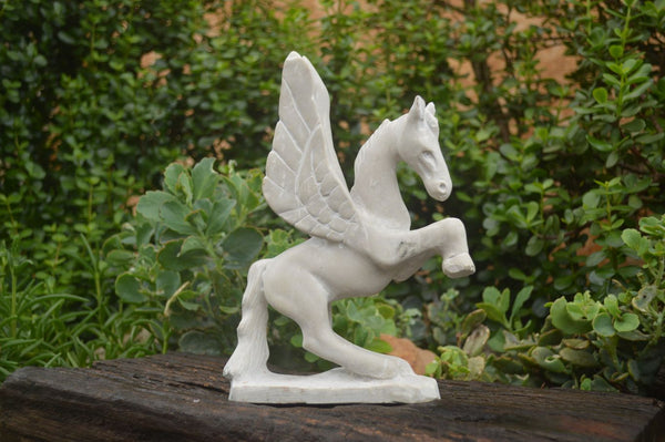 Polished Large White Marble Pegasus Carving x Sold Per Piece  From Zimbabwe - TopRock