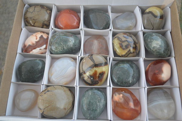 Polished Lovely Mixed Selection Of Palm Stones  x 20 From Madagascar - Toprock Gemstones and Minerals 