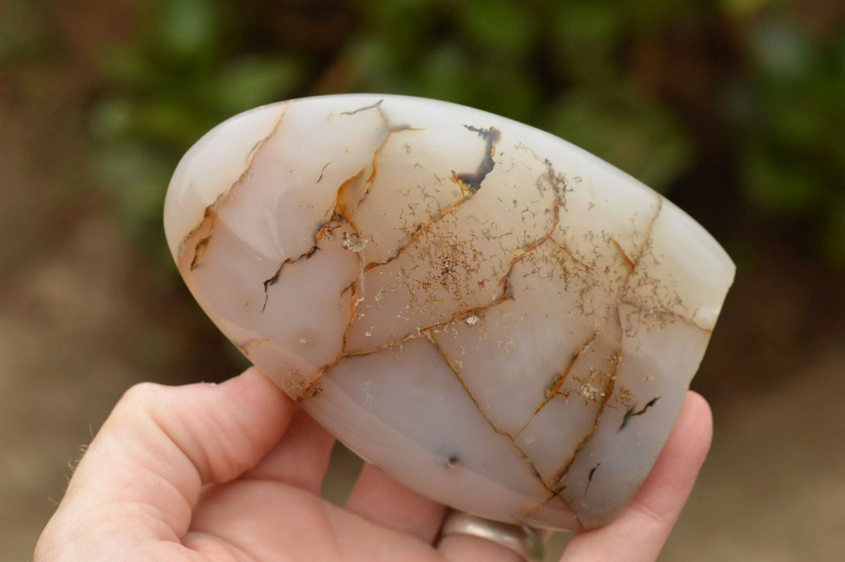 Polished Semi Translucent Dendritic Agate Standing Free Forms x 4 From Moralambo, Madagascar - TopRock