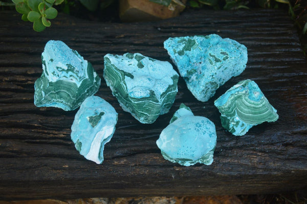 Natural Stunning Malacholla Specimens  x 6 From Congo
