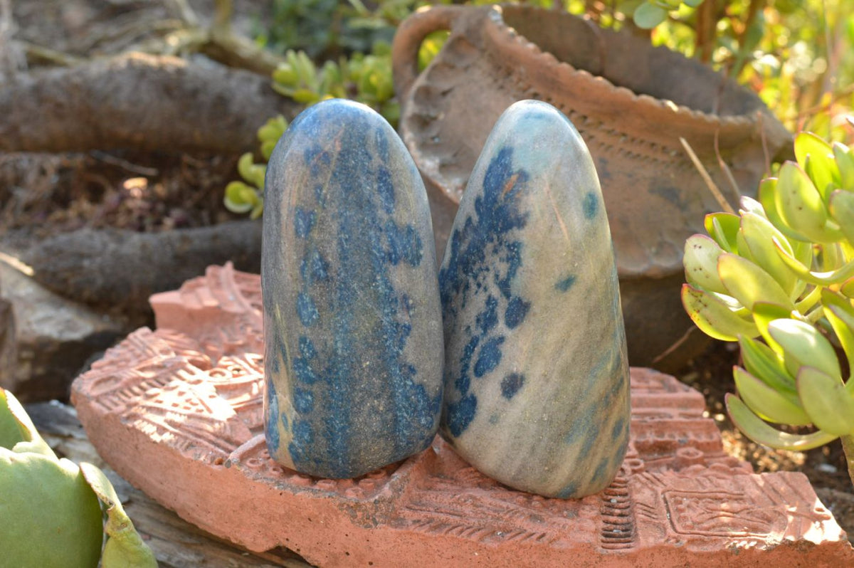 Polished Blue Spotted Spinel Standing Free Forms x 2 From Madagascar - TopRock