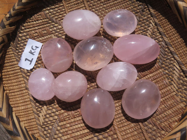 Polished Highly Selected Rose Quartz Palm Stones / Gallets - sold per kg - From Antsirabe, Madagascar - TopRock