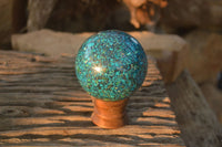 Polished  Conglomerate Chrysocolla Sphere With Azurite & Malachite  x 1 From Congo - Toprock Gemstones and Minerals