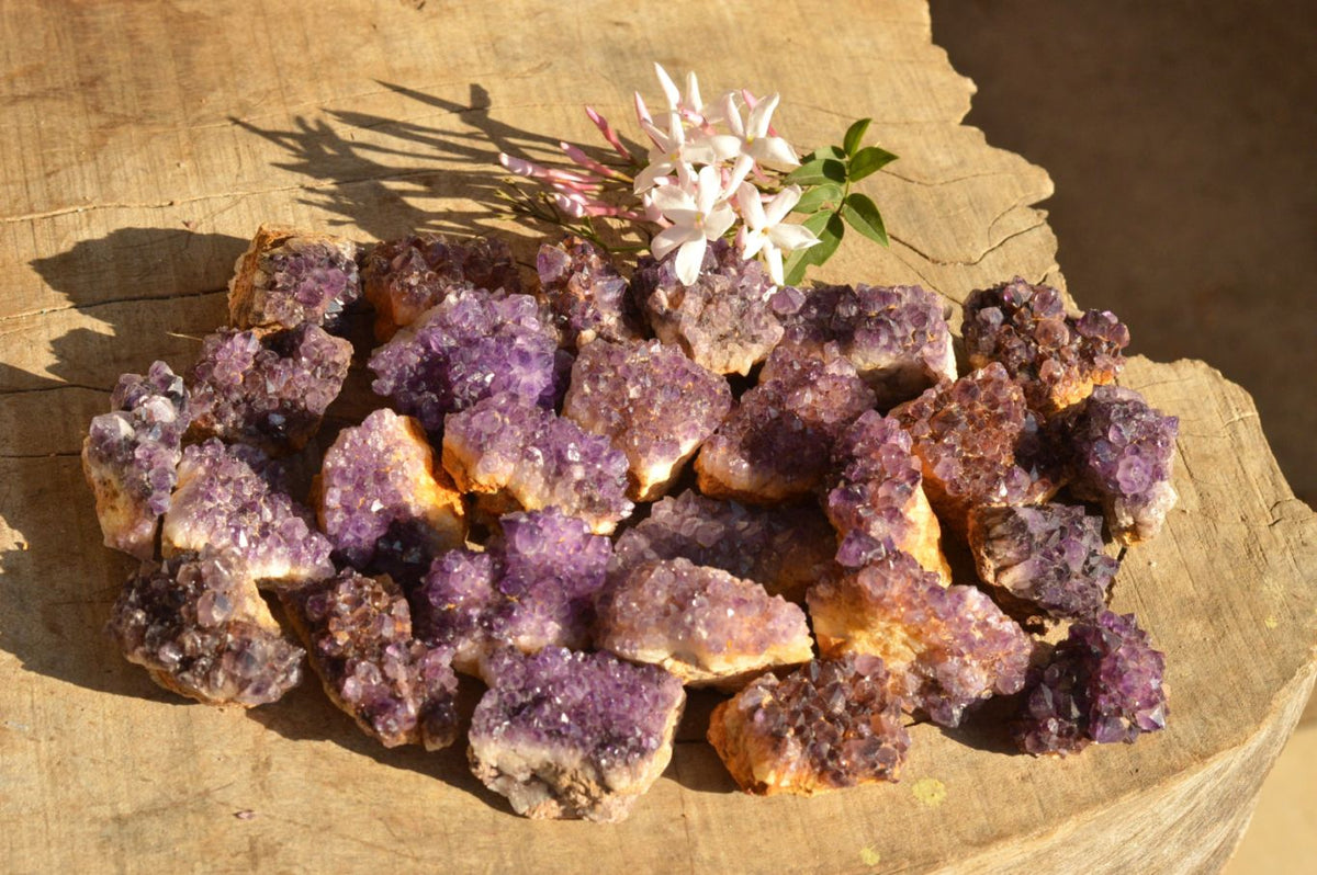Natural Small Dark "Amethystos" Amethyst Clusters x 70 From Kwaggafontein, South Africa - TopRock