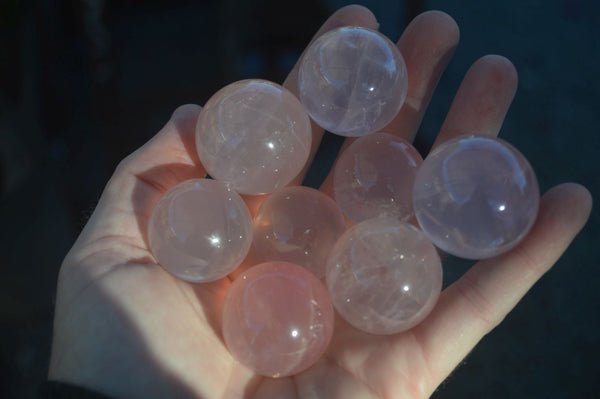 Polished Rare Star Rose Quartz Spheres & Palm Stones  x 15 From Madagascar - Toprock Gemstones and Minerals 