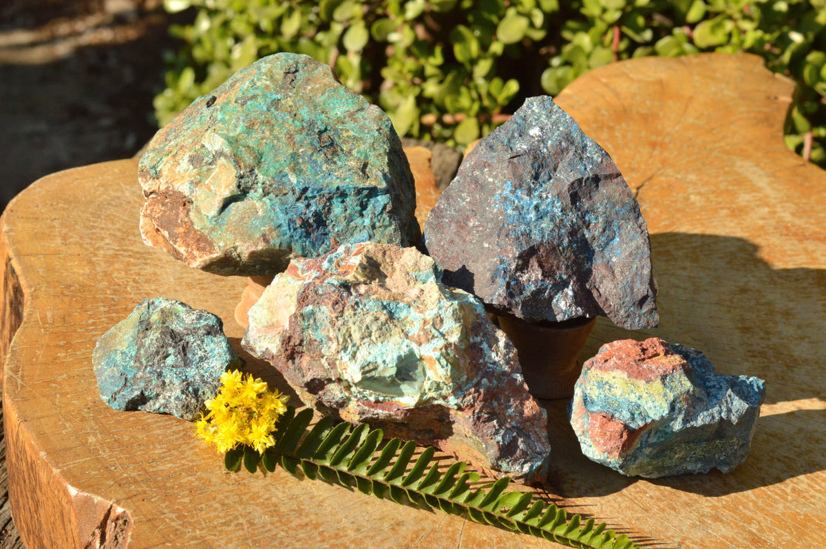 Natural Rough Cobbed Shattuckite Specimens x 5 From Namibia - TopRock