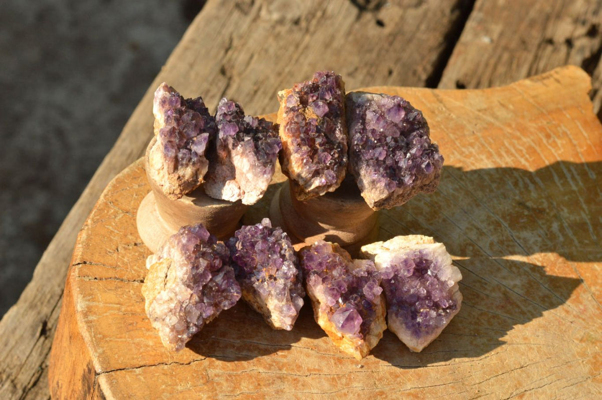 Natural Small Dark "Amethystos" Amethyst Clusters x 70 From Kwaggafontein, South Africa - TopRock