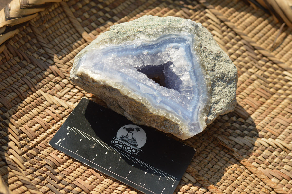 Natural Blue Lace Agate Geode Specimens x 4 From Nsanje, Malawi - TopRock