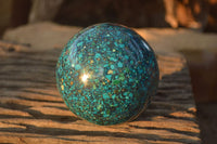 Polished  Conglomerate Chrysocolla Sphere With Azurite & Malachite  x 1 From Congo - Toprock Gemstones and Minerals