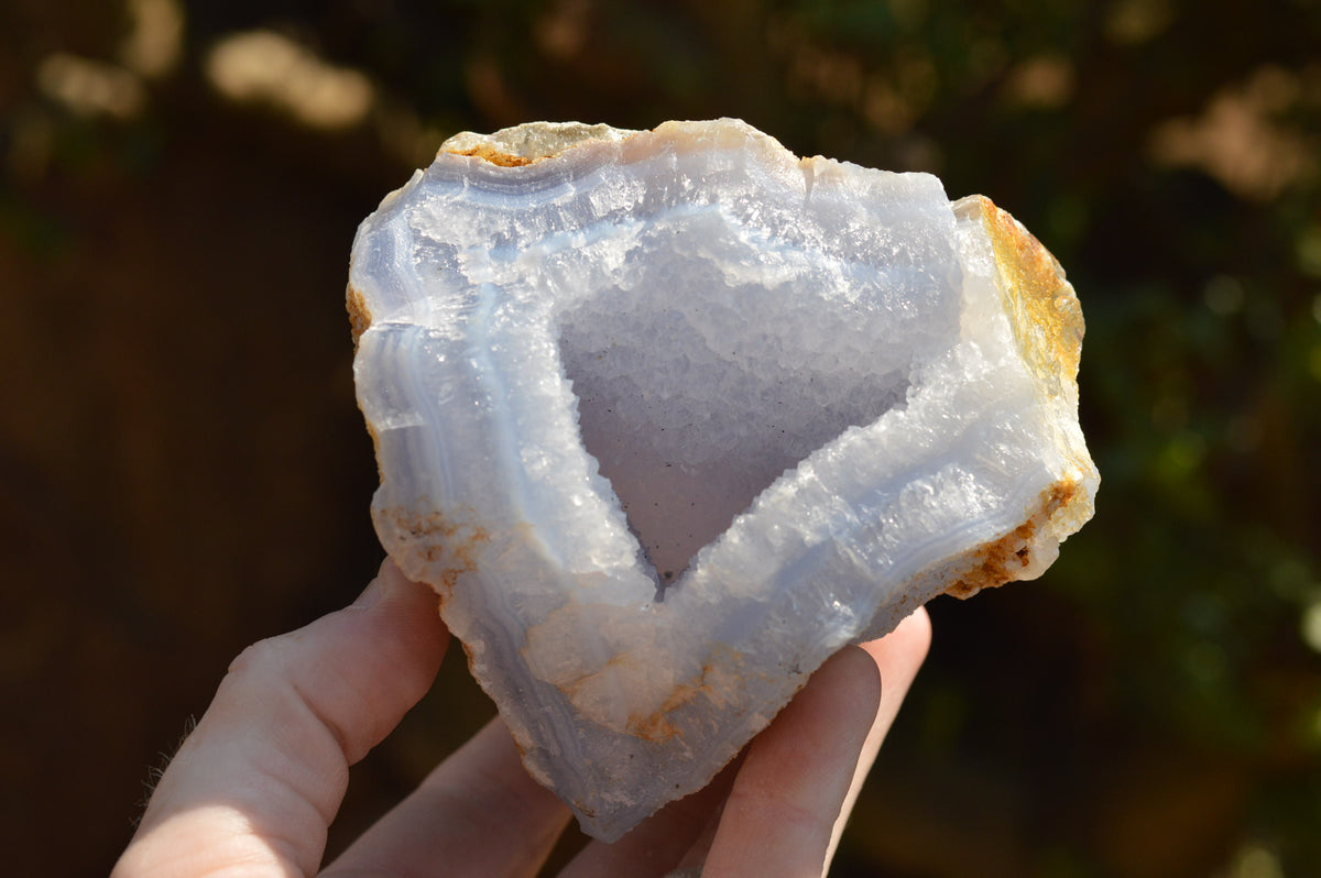 Natural Blue Lace Agate Geode Specimens x 4 From Nsanje, Malawi - TopRock