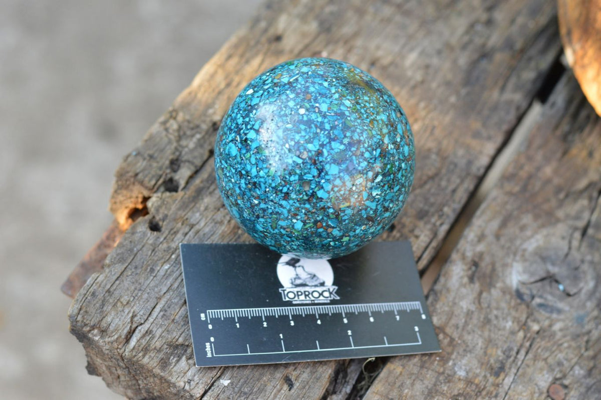 Polished Conglomerate Chrysocolla Spheres With Azurite & Malachite x 2 From Congo - TopRock