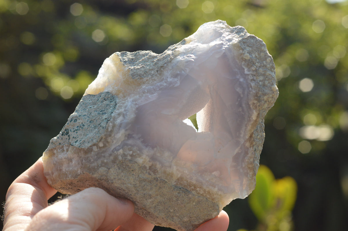 Natural Blue Lace Agate Geode Specimens x 4 From Nsanje, Malawi - TopRock