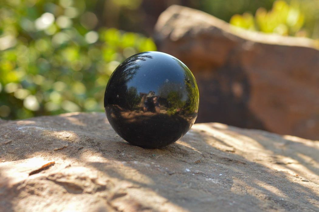 Polished Pitch Black Basalt Spheres (Heat Stable for therapy) x 5 From Madagascar - TopRock