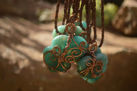 Polished Small Amazonite Heart Copper Wire Wrapped Pendants - Sold Per Piece -  From Madagascar - Toprock Gemstones and Minerals