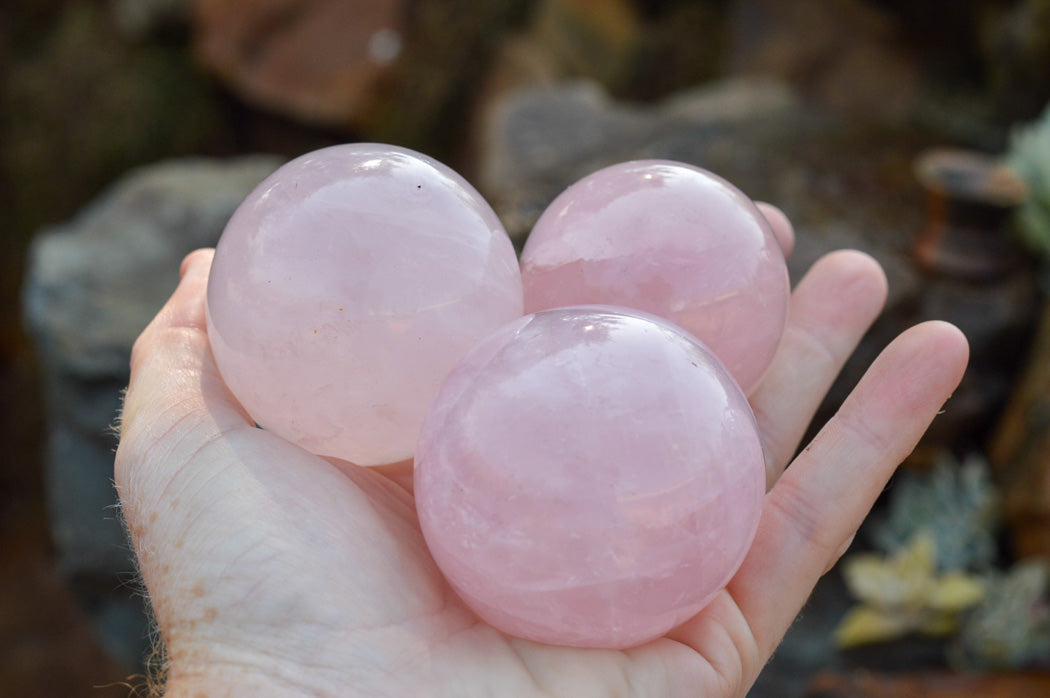 Polished Soft Pink Rose Quartz Spheres x 6 From Ambatondrazaka, Madagascar - TopRock