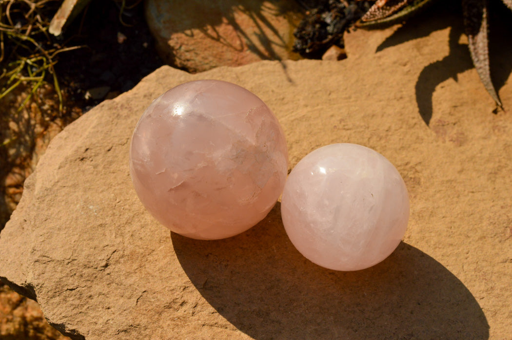 Polished Soft Pink Rose Quartz Spheres x 6 From Ambatondrazaka, Madagascar - TopRock