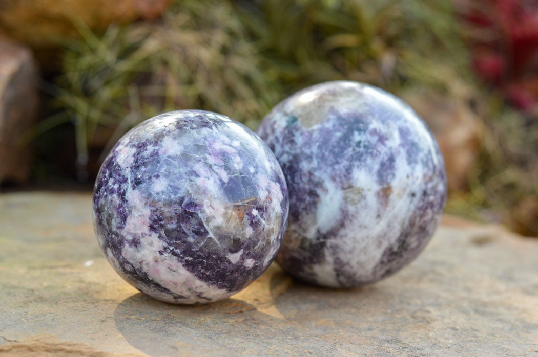 Polished Specular Purple Mica Lepidolite Spheres x 4 From Madagascar - TopRock