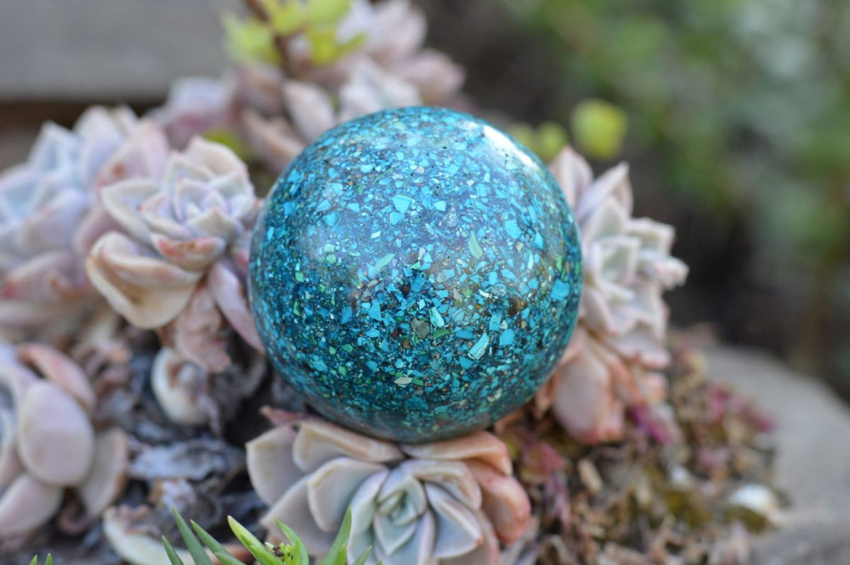 Polished Conglomerate Chrysocolla Spheres With Azurite & Malachite x 2 From Congo - TopRock