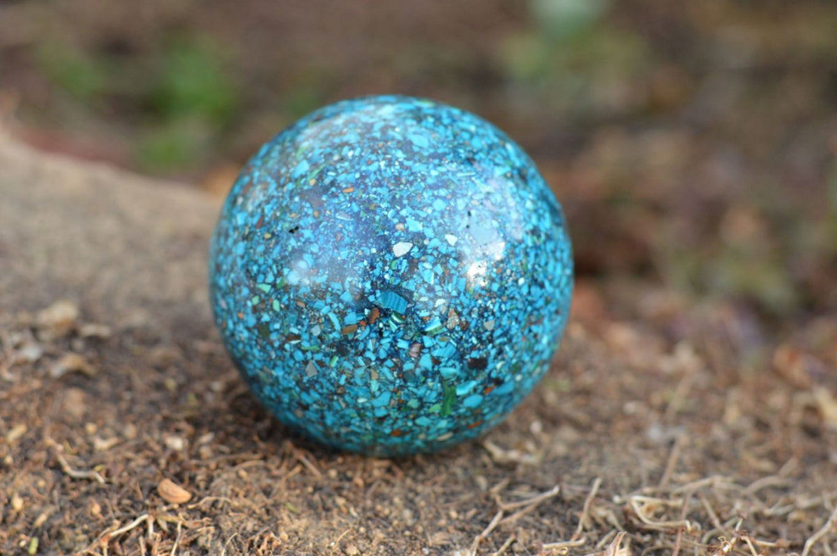 Polished Conglomerate Chrysocolla Spheres With Azurite & Malachite x 2 From Congo - TopRock