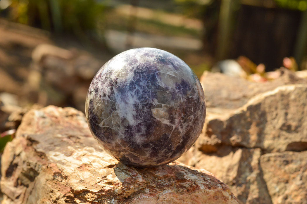 Polished Specular Purple Mica Lepidolite Spheres x 4 From Madagascar - TopRock