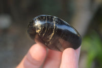 Polished Schorl Black Tourmaline Palm Stones  x 20 From Madagascar - Toprock Gemstones and Minerals