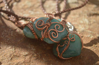 Polished Small Amazonite Heart Copper Wire Wrapped Pendants - Sold Per Piece -  From Madagascar - Toprock Gemstones and Minerals
