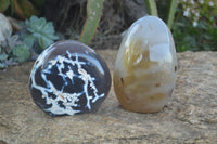 Polished Moralambo & Snow Agate Standing Free Forms  x 2 From Madagascar - Toprock Gemstones and Minerals