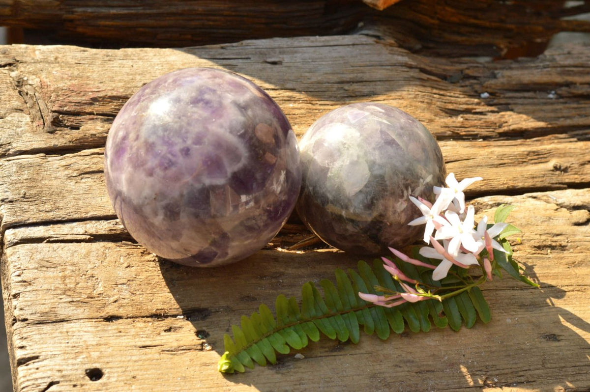 Polished Smokey Dream Amethyst Spheres x 2 From Madagascar - TopRock