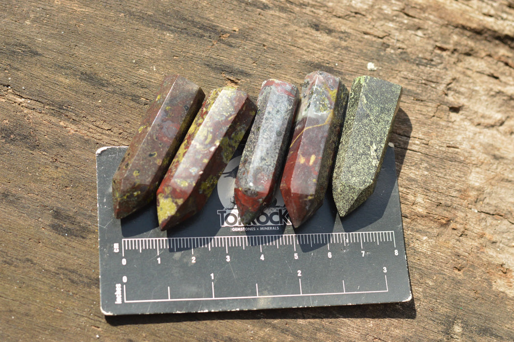 Polished Small Bastite Dragon Bloodstone Jewellery Points x 12 From Tshipies, South Africa - TopRock