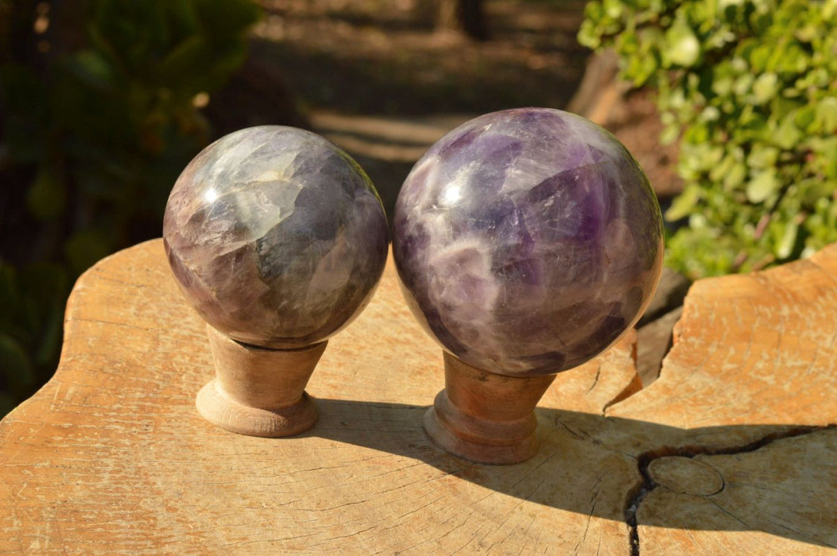 Polished Smokey Dream Amethyst Spheres x 2 From Madagascar - TopRock