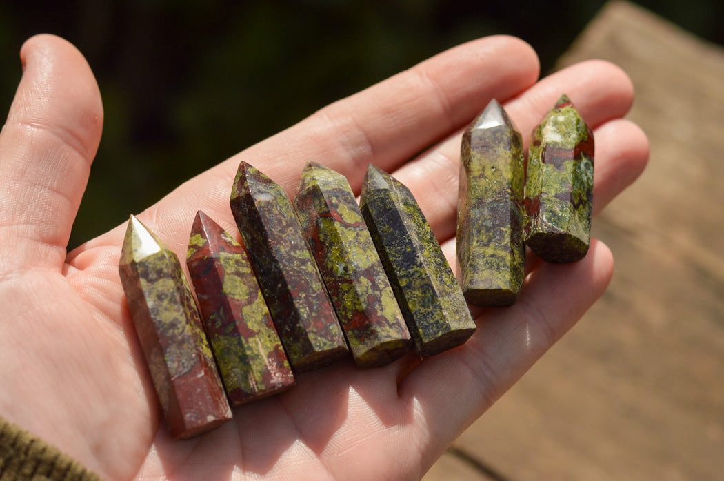 Polished Small Bastite Dragon Bloodstone Jewellery Points x 12 From Tshipies, South Africa - TopRock