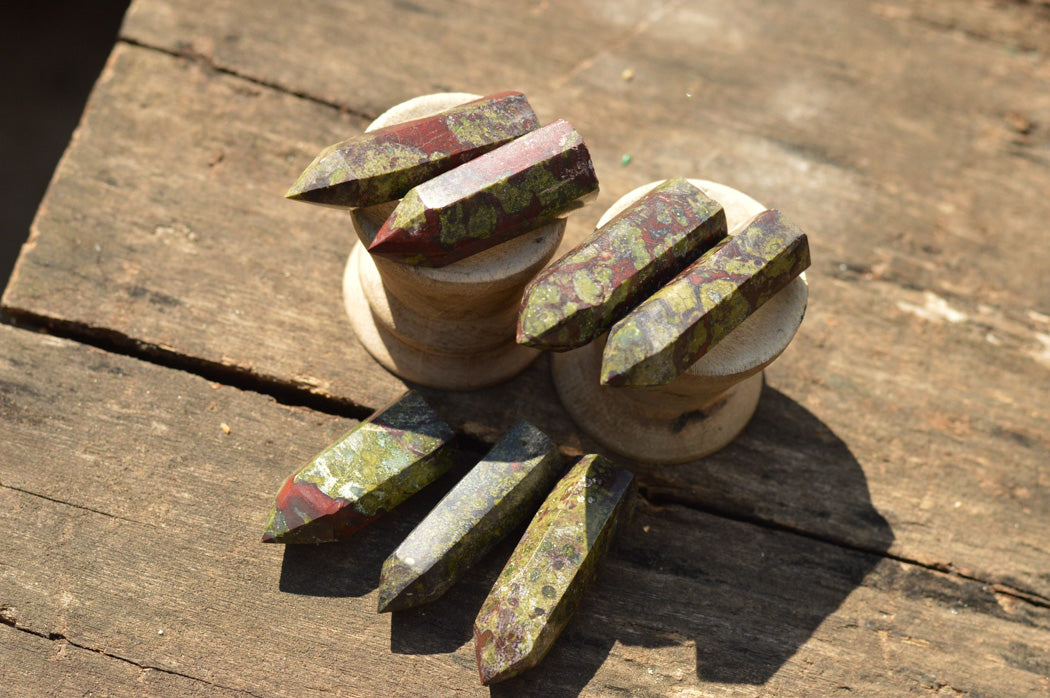 Polished Small Bastite Dragon Bloodstone Jewellery Points x 12 From Tshipies, South Africa - TopRock