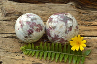 Polished Pink Tourmaline Rubellite Spheres x 2 From Ambatondrazaka, Madagascar - TopRock