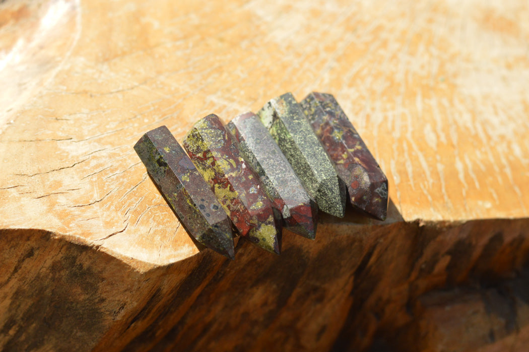 Polished Small Bastite Dragon Bloodstone Jewellery Points x 12 From Tshipies, South Africa - TopRock