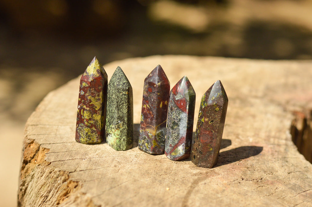 Polished Small Bastite Dragon Bloodstone Jewellery Points x 12 From Tshipies, South Africa - TopRock