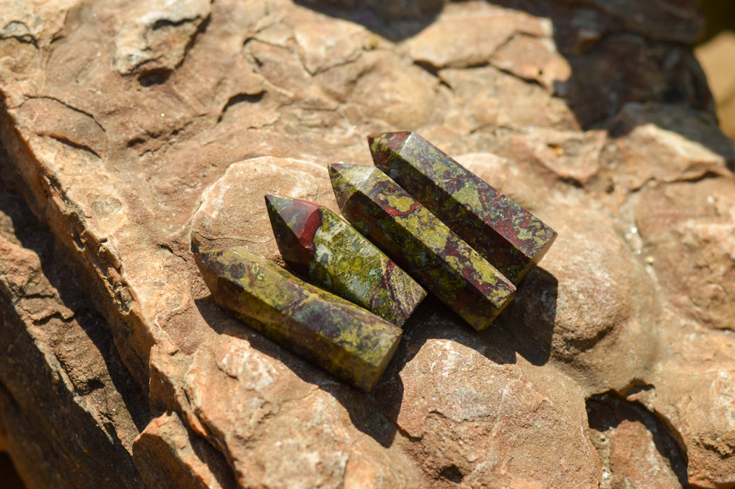 Polished Small Bastite Dragon Bloodstone Jewellery Points x 12 From Tshipies, South Africa - TopRock
