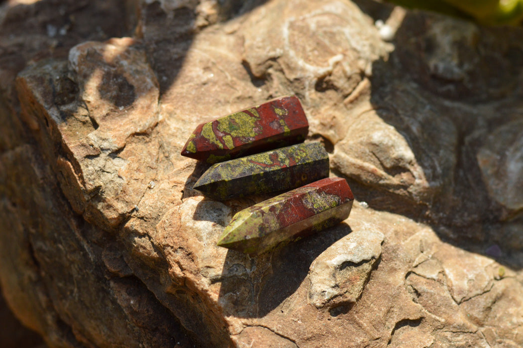 Polished Small Bastite Dragon Bloodstone Jewellery Points x 12 From Tshipies, South Africa - TopRock