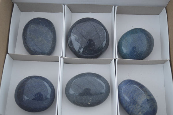 Polished Blue Lazulite Palm Stones  x 6 From Madagascar - TopRock