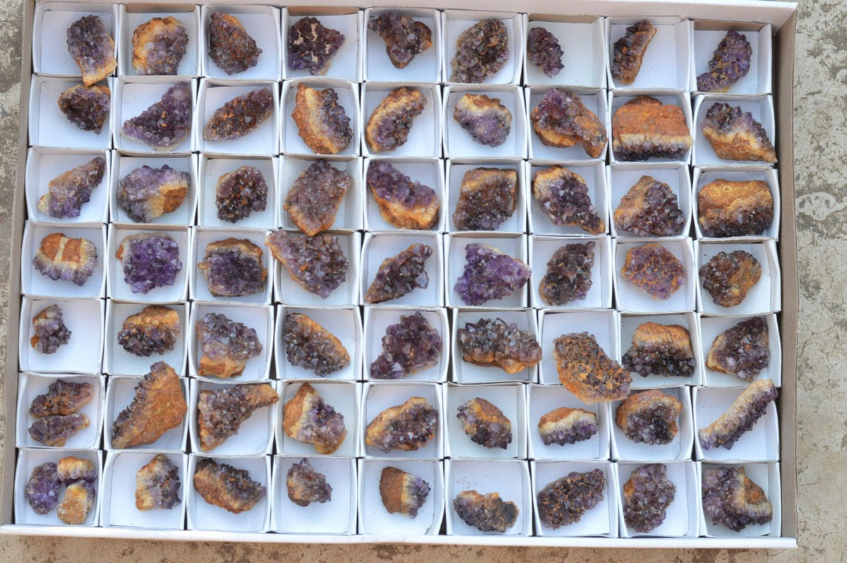 Natural Small Dark "Amethystos" Amethyst Clusters x 66 From Kwaggafontein, South Africa - TopRock