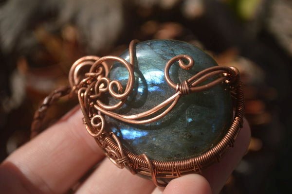 Polished Labradorite Copper Wire Wrapped Pendants  - Sold Per Piece -  From Madagascar - TopRock