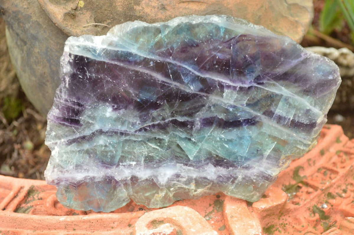 Polished Semi Translucent Watermelon Fluorite Slices x 2 From Uis, Namibia - TopRock