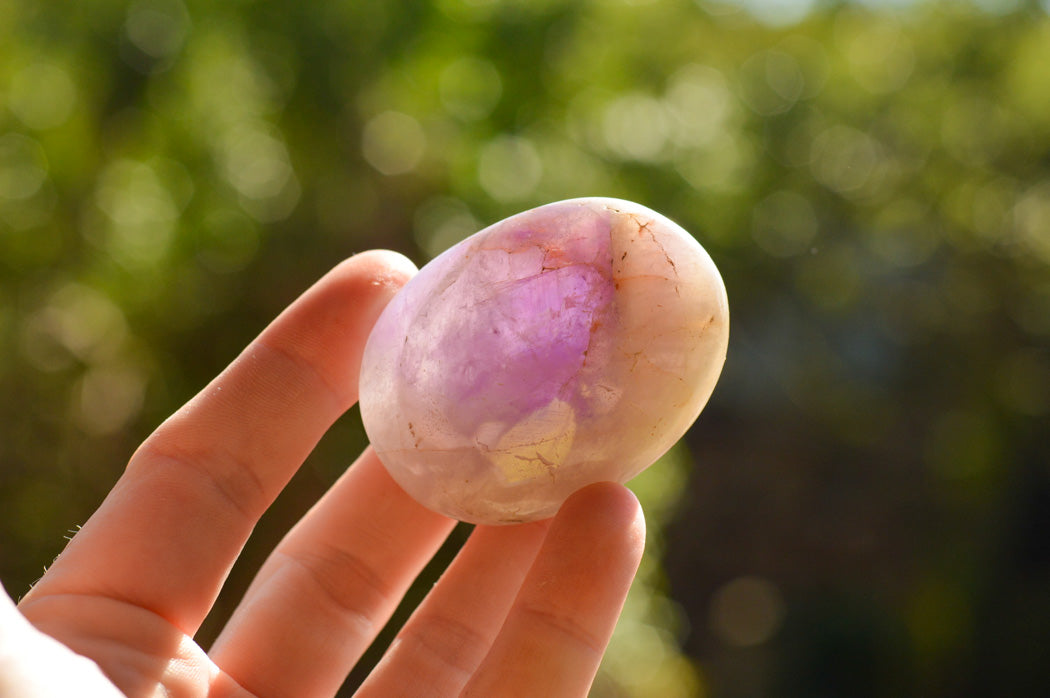 Polished Amethyst Palm Stones With Smokey Patterns x 12 From Madagascar - TopRock