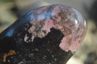 Polished Rhodonite and Chromite Standing Display Free Forms x 2 From Madagascar - Toprock Gemstones and Minerals