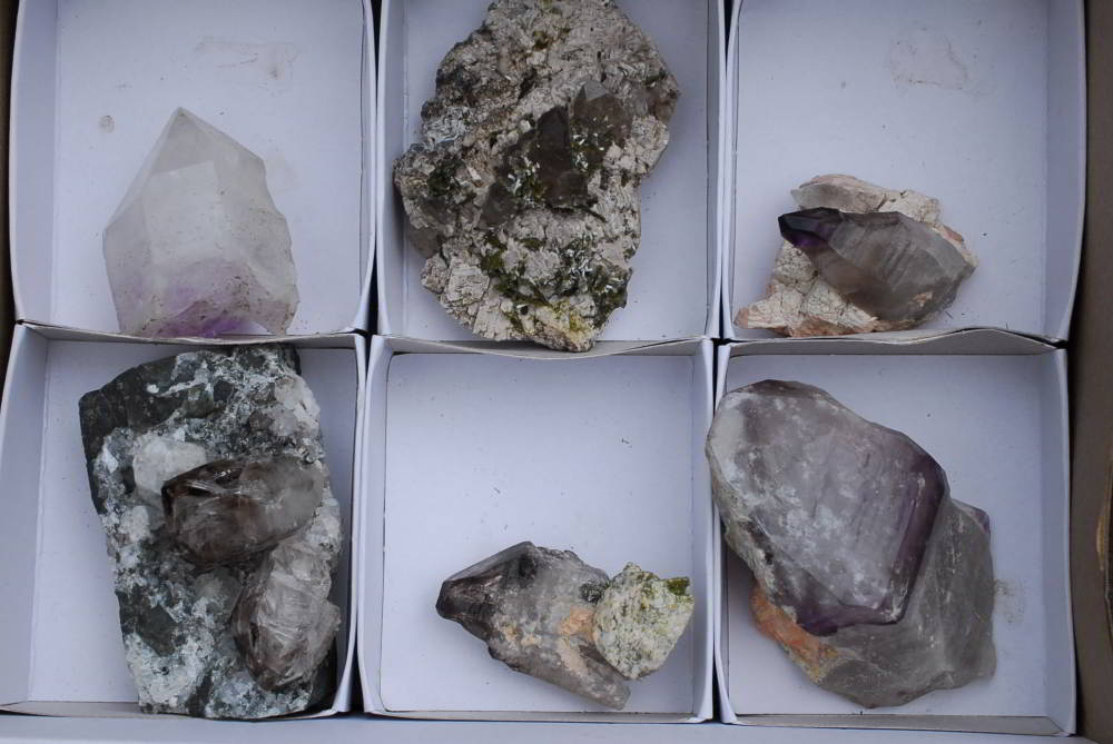 Natural Brandberg Quartz, Window Smokey Crystals, Amethyst Skeletal, Matrix Specimens With Epidote Sceptre x 6 From Brandberg, Namibia - TopRock