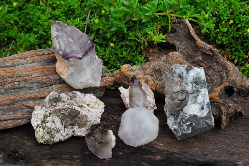 Natural Brandberg Quartz, Window Smokey Crystals, Amethyst Skeletal, Matrix Specimens With Epidote Sceptre x 6 From Brandberg, Namibia - TopRock