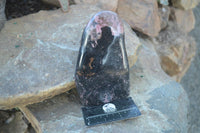 Polished Rhodonite and Chromite Standing Display Free Forms x 2 From Madagascar - Toprock Gemstones and Minerals