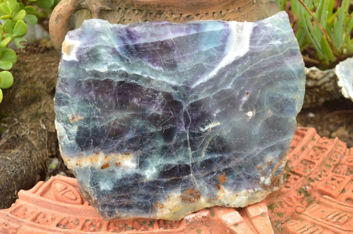 Polished Semi Translucent Watermelon Fluorite Slices x 2 From Uis, Namibia - TopRock
