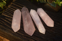 Polished Gemmy Double Terminated Rose Quartz Points x 4 From Ambatondrazaka, Madagascar - Toprock Gemstones and Minerals