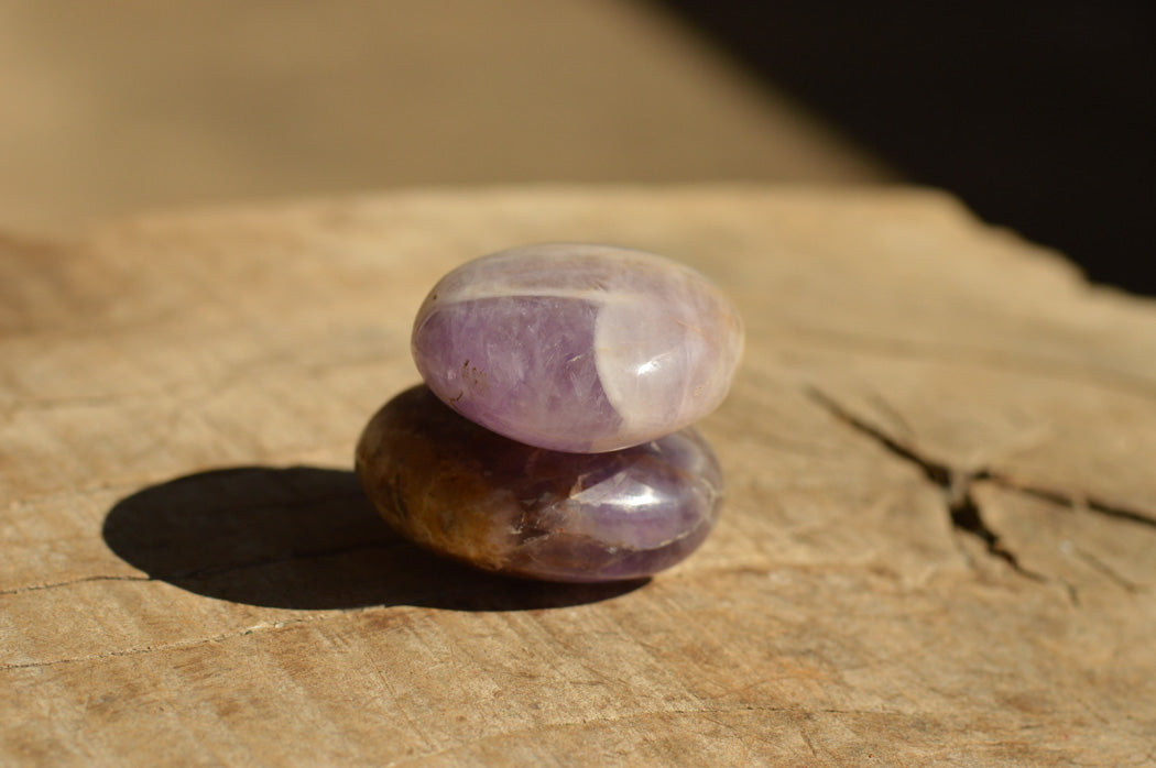 Polished Amethyst Palm Stones With Smokey Patterns x 12 From Madagascar - TopRock